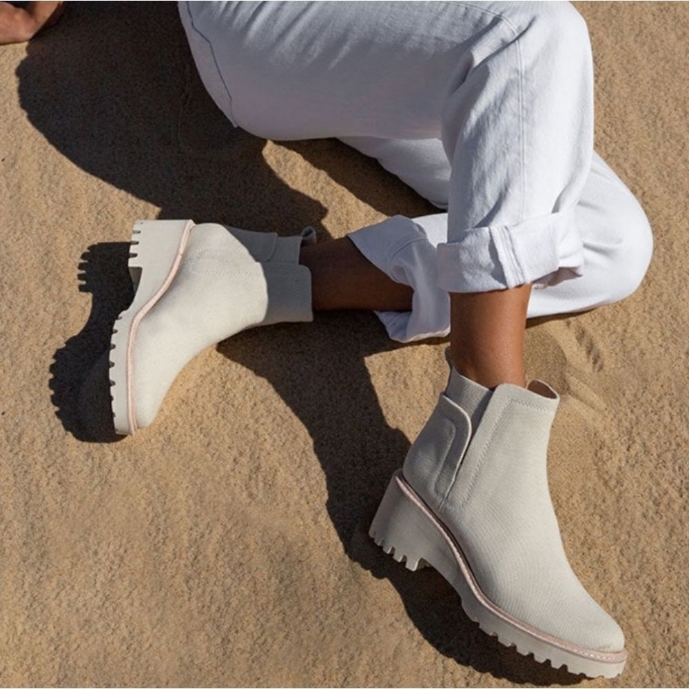 Dolve Vita Sandstone Rielle Ankle Combat Booties Chunky Lug Sole